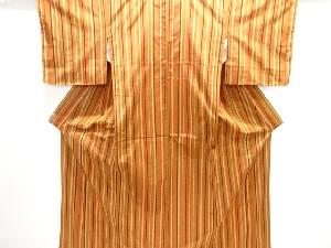 縞織り出し手織り紬着物